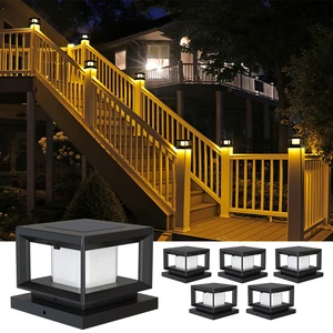 Outdoor Solar Garden Post Cap Fence Light Led Solar Power Column Cap Head Path Lamp Waterproof Solar Pillar Lights