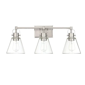 Modern Vanity Light Brushed Nickel Bathroom Light Fixtures Wall Light Over Mirror Wall Sconces with clear Glass Shades