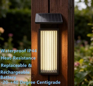 Outdoor Waterproof IP44 201 Stainless Steel Solar LED Wall Lamp with Tempered Glass Diffuser 2W 2-Year Warranty Outdoor Use