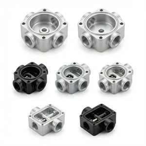 Flow Control Valve Body Aluminum Liquid Cooling Housing CNC Machined Precision Anodized Coolant System Custom Cnc Machining Part