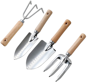 Industrial Grade 4/5-Piece Heavy Duty Stainless Steel Ergonomic Garden Tool Set with Wooden Handle DIY Hand Tools Kit OEM