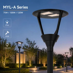 Outdoor Led Post Top Light IP66 IK08 130Lm Per W Garden Pole Lamp For Park Pathway And Residential Landscape Projects