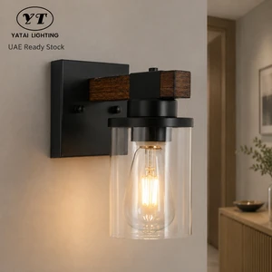 Modern Small Wall Lamp Ironwork Glass Shade E27 Warm Light Wall Mounted For Bedroom Living Room Corridor Decorative