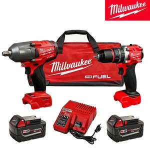 Milwaukee M18 Electric Wrench Impact Drill with 2pcs 18V 5.0Ah Battery Charger Tool Repair Work Affordable Electric Tool Set
