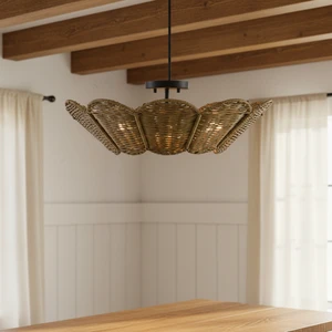 OEM ODM Nordic Modern LED Outdoor Pendant Ceiling Lamp with Rattan Decoration for Restaurant Bar Shop