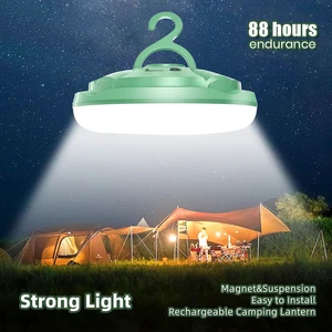 Outdoor Waterproof IP67 Green Housing Camping Lamps USB Rechargeable 3 Colors Portable Tent Light Led Camping Lanterns