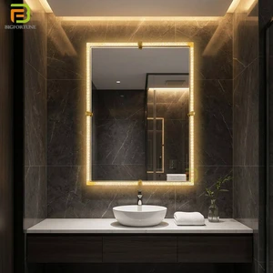 Luxury Smart Bathroom Wall Mirror Crystal Framed Rectangle Bath Mirrors Hands Free Induction Vanity Mirror with Led Light