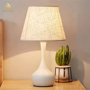 Nordic Minimalist Modern Fabric Table Lamp Simple Advanced Ceramic Small Night Bedroom Bedside Decoration Electric Power Supply