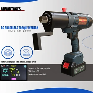 2000Nm 1475 Ft-lbs Electric Torque Wrench 18V Brushless Digital Cordless Wrench For Truck Wheel Wind Power And Bridge Bolting