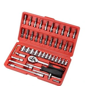 46-Piece Chrome Vanadium Steel Sleeve Tool Combination Set for Auto Repair