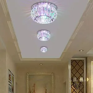 Modern Mini LED AC Crystal Ceiling Chandelier Pendant Lamp with Round Design for Home Decor