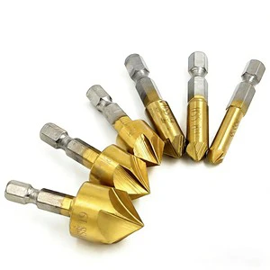 6-Piece Reaming Chamfering Tool Set Hex Shank Bearing Steel Five-Flute Chamfer Cutter Electric Drill Power ToolWholesale