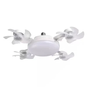 Cross-Border E27 LED Fan Light with Strong Wind Remote Control Three-Color Dimming Mute Invisibility for UAV Fans