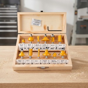 12-Piece Professional Woodworking Tools 1/4 Inch Shank Trimmer Bit Set Solid Router Bits Milling Cutter for Router Bit