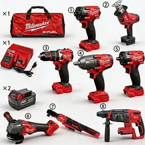 Wholesale Milwaukee 18V M18 12-Piece Industrial Tool Kit Brushless Cordless Red Fuel Screwdriver 11-In-1Combo Power Tools Set