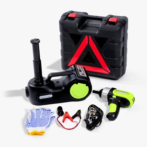 Portable 5T DC12 Digital Screen LED Light Electric Car Hydraulic Jack and Impact Wrench Kit