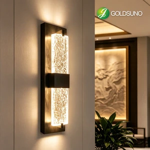 Luxury Outdoor LED Wall Light Crystal Bubble Glass Exterior Wall Lamp Waterproof 16 Inch Fixture for Villa Garden Porch