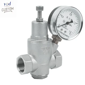 YOD Custom SS Fitting DN56 Thread Gas SS304 Industrial Regulator Stainless Steel Pressure Reducing Valve With Shockproof Gauge