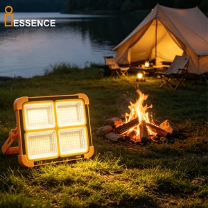 Solar LED Flood Light PPS Body Heat Resistant IP66 Waterproof Outdoor Rechargeable Portable for Stadium Camping Emergency