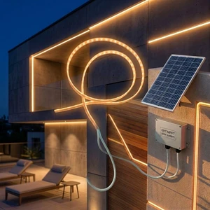 Project Grade Solar LED Strip Light Outdoor Waterproof Heavy Duty Flexible IP66 Rated 40M Length RGB Garden Bridge Highway