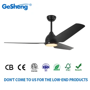 CB CE ETL Fan Light DC Motor 3 ABS Blades with Remote Control Home Decorative for Living Room Black Metal Body