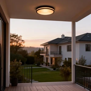 Modern Die-cast Aluminum Round Shape Pc Shade E27 Exterior Garden Wall Outdoor Balcony Ceiling Lighting