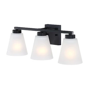 Bathroom Wall Light 3 Light Vanity Light Fixture Black Finish Frosted Glass Shade Modern Bathroom Lamp Over Mirror