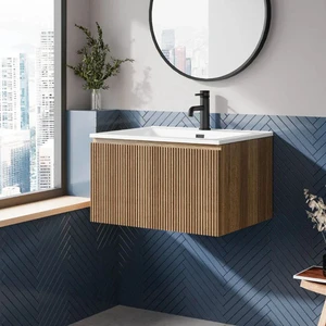 Luxury Classic 24 30 Inch 900mm Wooden Mdf Floating Wall Hung Bathroom Vanity With Sink For Hotel
