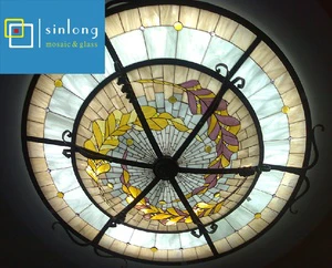 Handmade Mosaic Stained Glass Ceiling Dome Decorative Lighting Laminated Eco-Friendly Glass for Outdoor and Bathroom Use