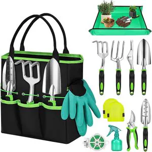 12 Pieces Durable Aluminium Gardening Tools Set Heavy Duty Garden Hand Tools Kit with Storage Bag
