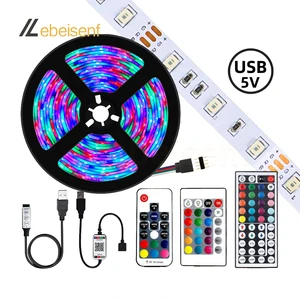 0.5-5M 1Set LED Colorful Light Strip 60LEDs/M 2835 RGB USB 5V Mini LED Controller 3 17 24 44 Key Remote Blue Tooth APP Control
