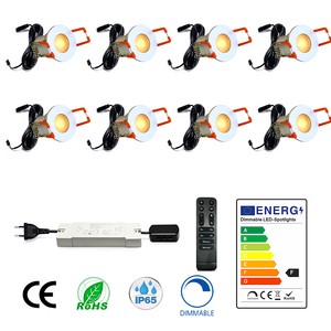 Mini 8pcs Waterproof Spotlight Remote Control 12V DC Dimmable Mini LED Spotlight Sets for Veranda Garden Terrace Roofs Carport