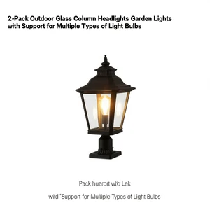 Outdoor Glass Column Wall Lamp E26 Base 110V Garden Lighting Traditional Style Black Finish