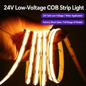 24V 8mm COB LED Strip Light Flexible Self-Adhesive Low Voltage Linear Tape for Cabinet Showcase Kitchen Home Decoration Indoor