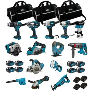 ATO 14-Piece Combo Power Tools Set Brushless Drill & Electric Hammer Drill Impact Wrench Angle Grinder 21v Combo Kit Set
