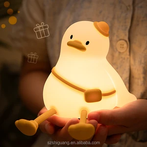Cute Duck LED Night Light Rechargeable Tap Control Warm White Color Soft Silicone Mini Table Lamp For Children's Bedroom