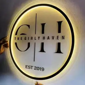 Custom Round Acrylic Business Sign Salon Wall Decor Backlit Signage LED Acrylic Business Logo Sign Board