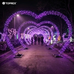 Commercial Grade Outdoor Walkable LED Heart Tunnel Arch Motif Lights for Wedding Holiday Lighting Centerpieces and Decorations