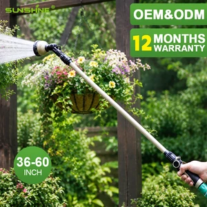 SUNSHINE OEM Factory 36-60 Inch Telescoping Extendable Garden Spray Wand 10 Pattern 160° Adjustable Head Aluminum Watering Wand