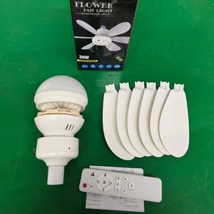 Modern 420mm Ceiling Fan Lamp With Six-Page Remote Control 30W Three-Color LED Bulb Plastic Base E27 Screw Six-Page Fan Bulb