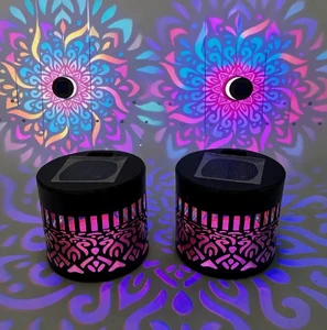 Solar Mandala Glass Wall Lamps Small LED Hollow Peony Design Outdoor Garden Decor Light Yard Gift Festive Settings