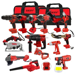 EKIIV High Quality Cordless 21v Combo Kits Sets Electric Brushless Cordless Impact Drill Wrench Reciprocating Saw