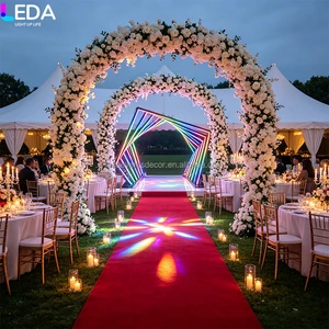 LEDA RGB LED Time Tunnel Arch Wedding Stage Light Frame Walkway Entrance Backdrop Arch for Event Party Photo Booth Decoration