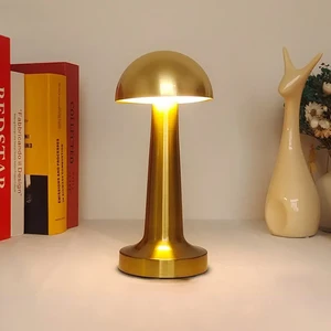 Popular Small Size Mushroom Led Metal Lamp Rechargeable USB Night Light for Bedroom Table Lamp With Touch Switch