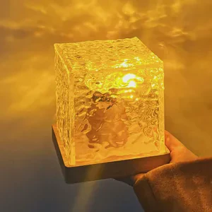 Rotating Water Ripple Small Night Light Creative Bedside Flame Hotel Bedside Lamp Home Decor Lighting Table Lamp