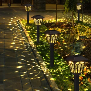 High Quality Yard Patio Driveway Landscape Decors Lamp Black Abs Water-resistant Warm White Led Solar Garden Lawn pathway Light