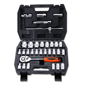 32-Piece Automotive Mechanic Tool Set, 1/2 Inch Ratchet Socket & Repair Kit
