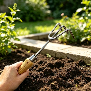 Stainless Steel 3 Prong Hand Cultivator DIY Industrial Grade Wooden Handle Mini Garden Rake for Durable Soil Loosening & Weeding