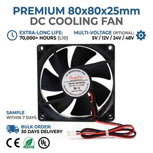8025 Dc Axial Flow Cooling Fans 5v 12v 24v 48v 3000rpm 80mm Ball Bearing Dc Cooler Fan For Anti-mosquito Light 80x80x25 ODM OEM