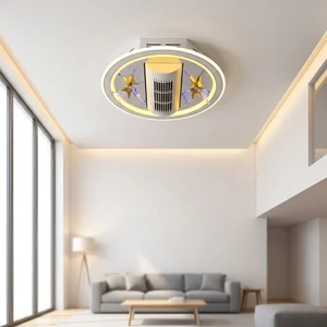 Vintage Residential Dimmable Dc Motor Ventilador De Teto Decorative Remote Control Acrylic Light Led Ceiling Fan